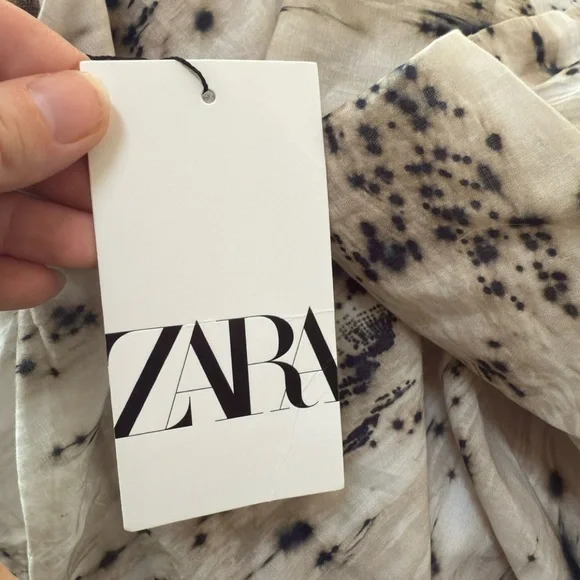 NWT $59 Zara Voluminous Printed Top Blouse Womens Small Sleeveless Cotton - Picture 6 of 11
